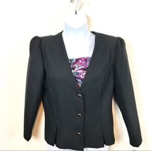 Secretary Chic Blazer Retro Deadstock Librarian 80s Black w/ Dickie Made in USA